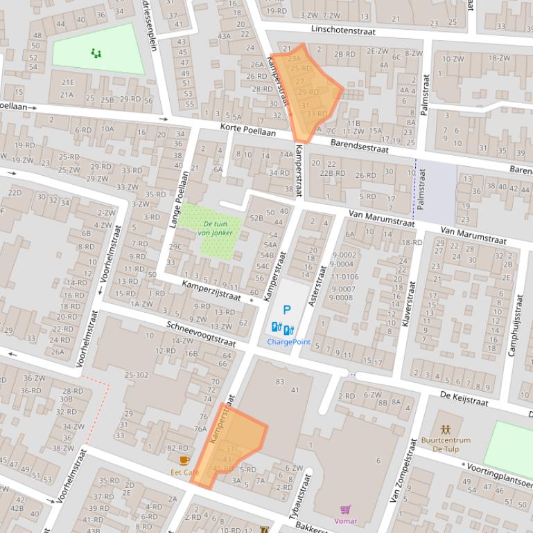 Kaart van postcodegebied 2012XB.