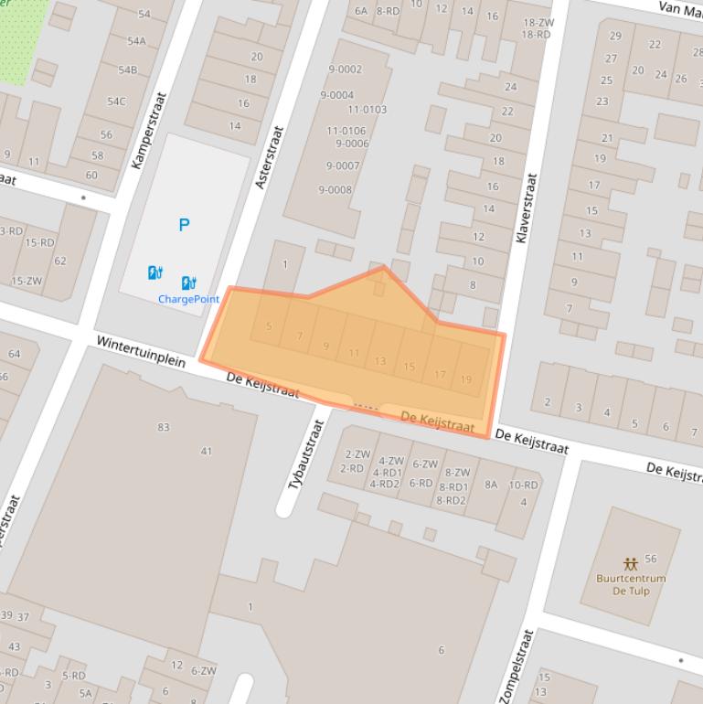 Kaart van postcodegebied 2012XG.
