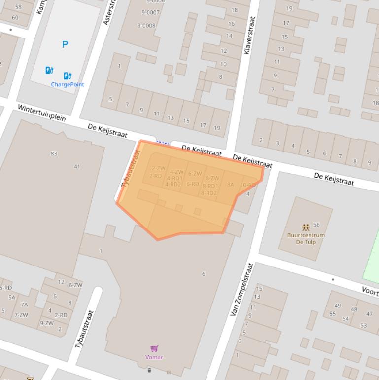 Kaart van postcodegebied 2012XH.