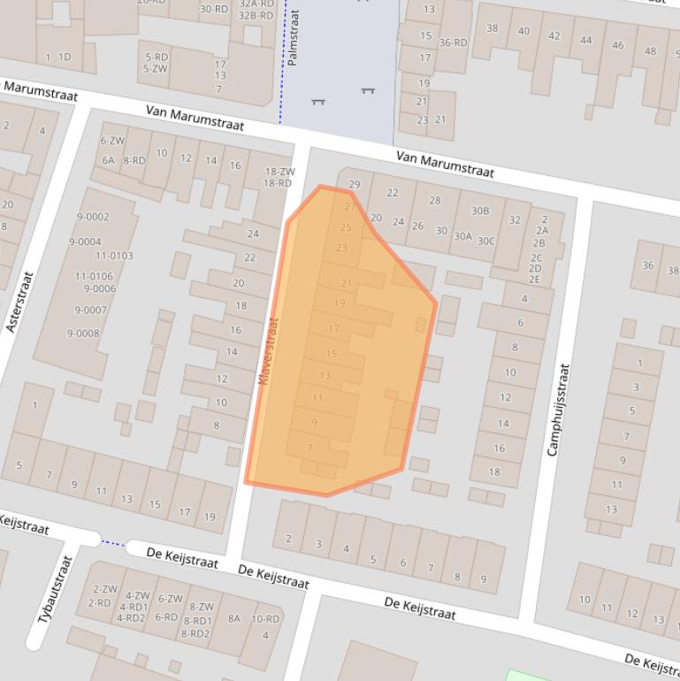 Kaart van postcodegebied 2012XM.