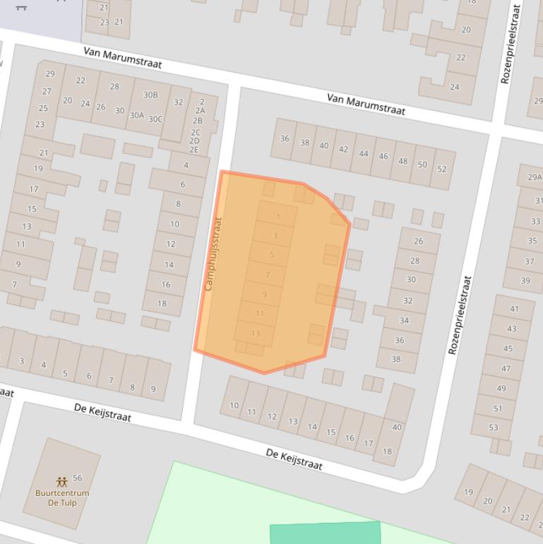 Kaart van postcodegebied 2012XP.