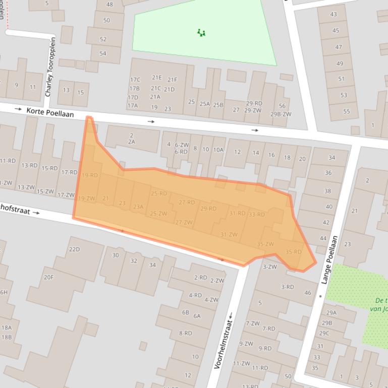 Kaart van postcodegebied 2012ZW.