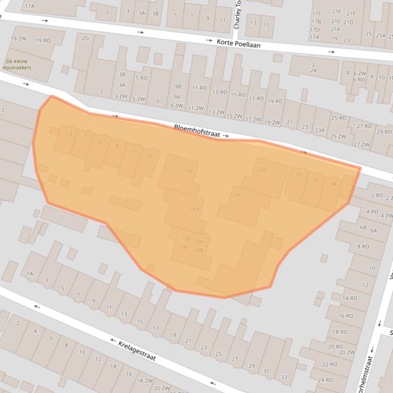 Kaart van postcodegebied 2012ZX.