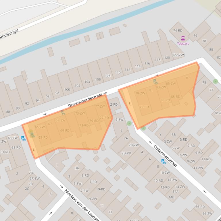 Kaart van postcodegebied 2013AD.