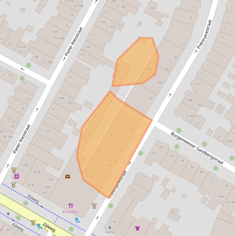 Kaart van postcodegebied 2013BZ.