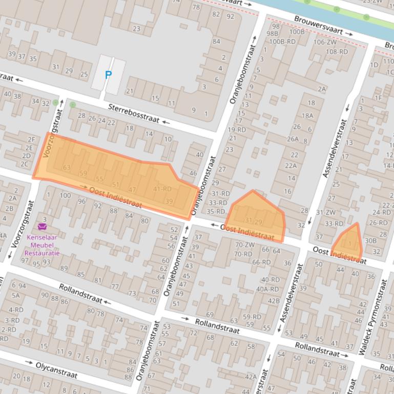Kaart van postcodegebied 2013RM.