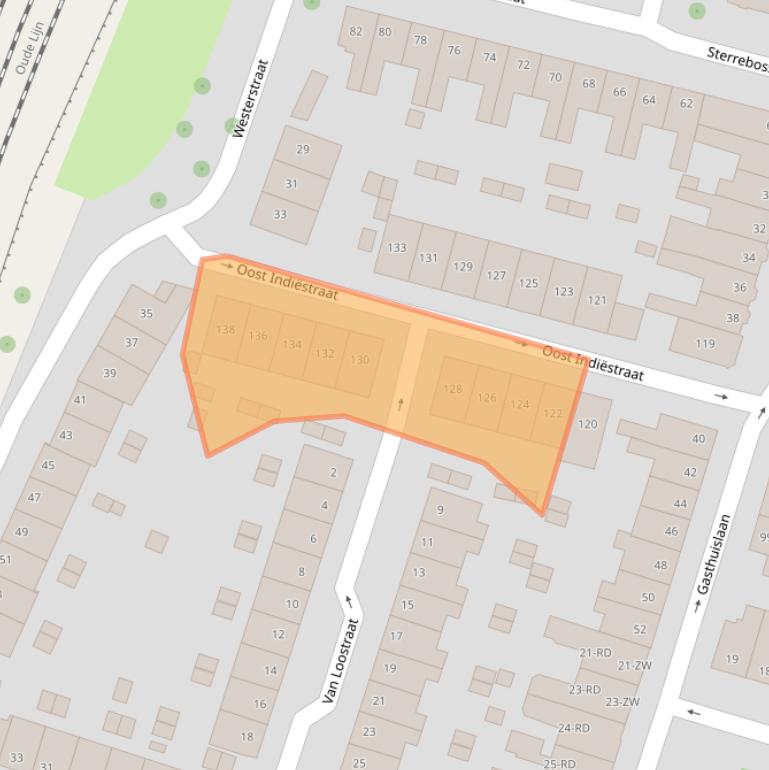 Kaart van postcodegebied 2013RV.