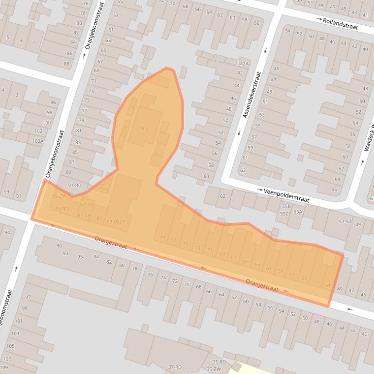Kaart van postcodegebied 2013VB.