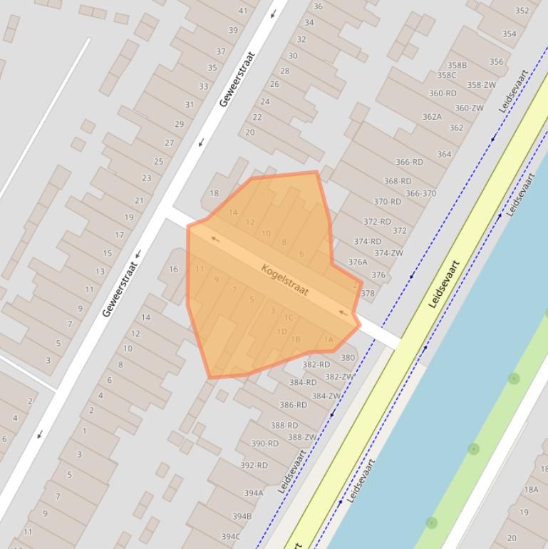 Kaart van postcodegebied 2014JA.