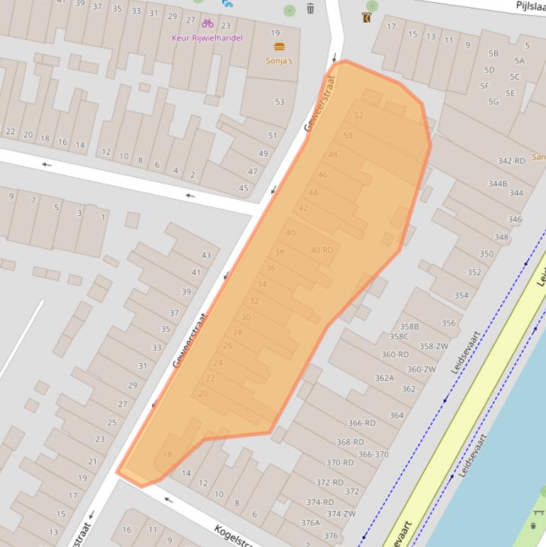 Kaart van postcodegebied 2014JE.