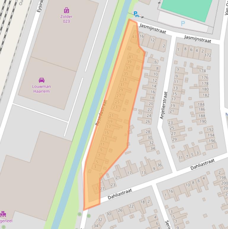 Kaart van postcodegebied 2014TB.