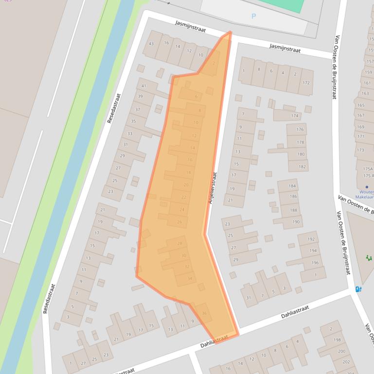 Kaart van postcodegebied 2014TD.