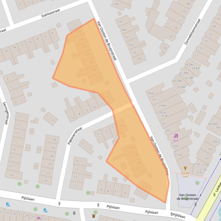 Kaart van postcodegebied 2014VT.