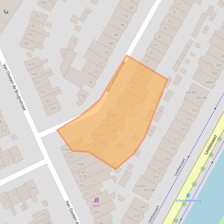 Kaart van postcodegebied 2014VW.