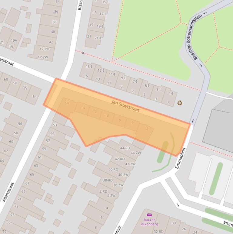 Kaart van postcodegebied 2014XK.