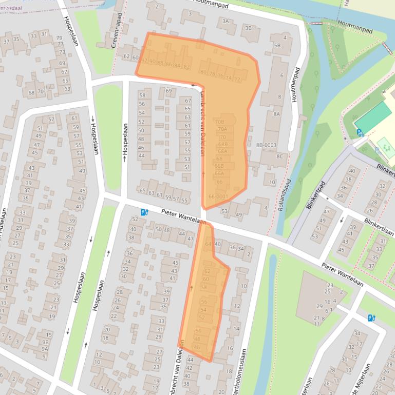 Kaart van postcodegebied 2015EV.
