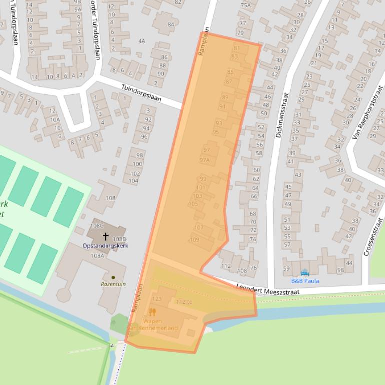 Kaart van postcodegebied 2015GV.