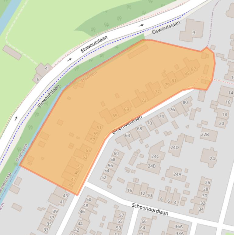 Kaart van postcodegebied 2015HC.