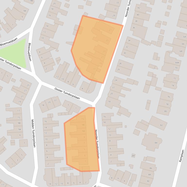 Kaart van postcodegebied 2015HH.
