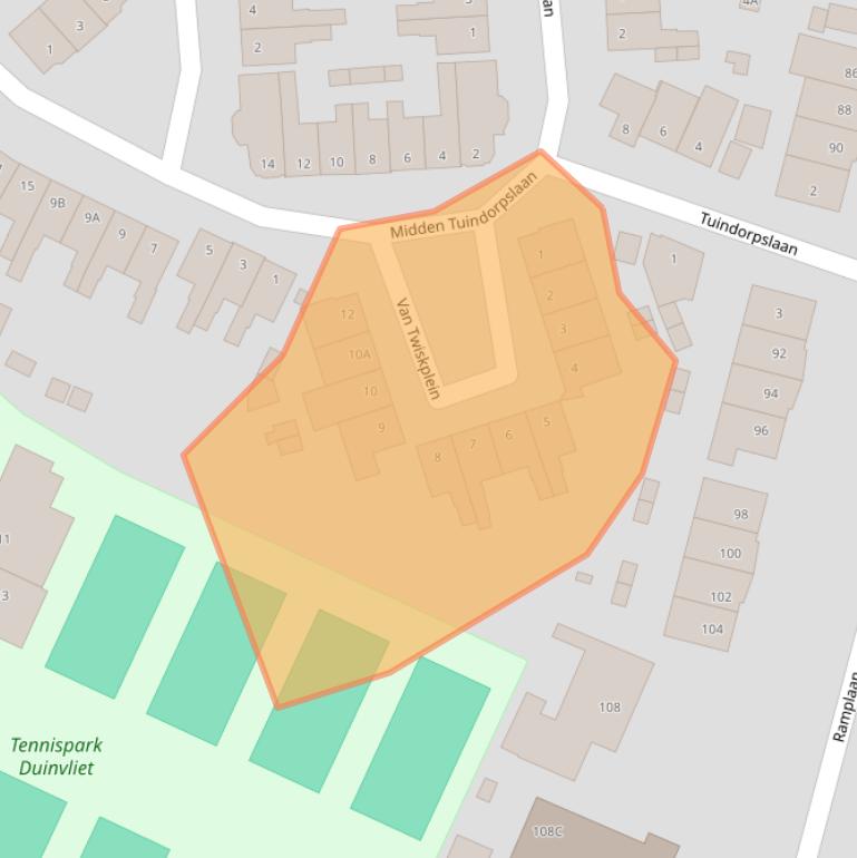 Kaart van postcodegebied 2015HS.