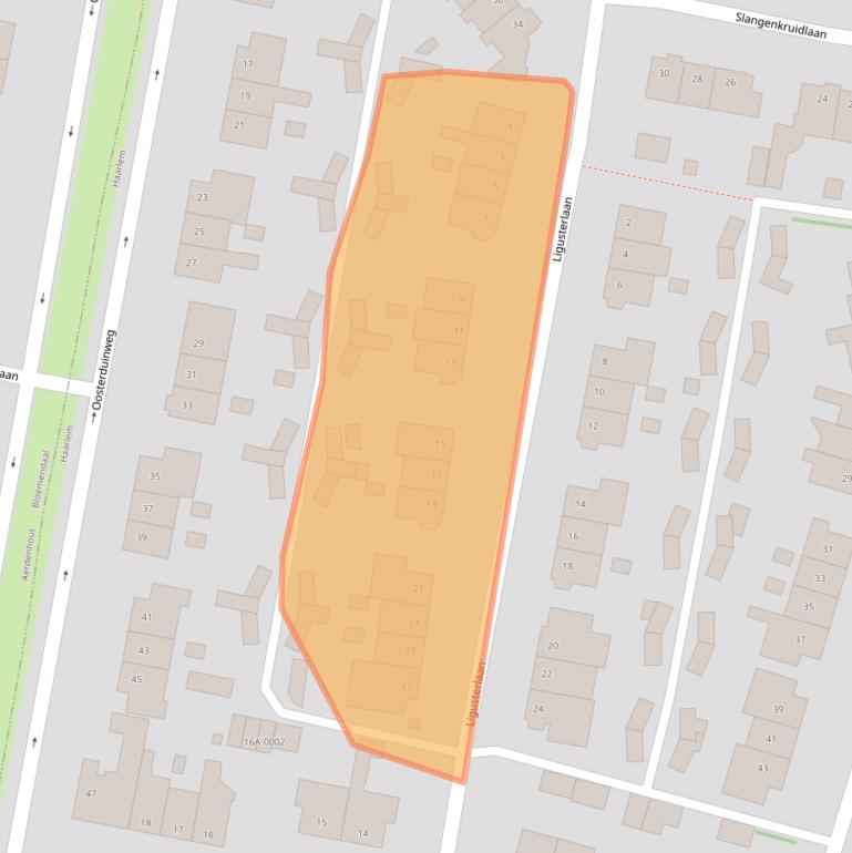 Kaart van postcodegebied 2015LH.