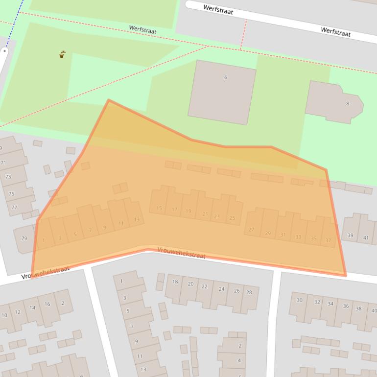 Kaart van postcodegebied 2021DA.