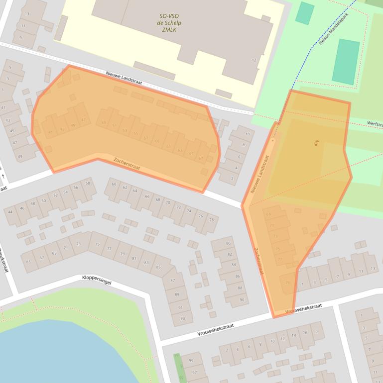 Kaart van postcodegebied 2021DH.