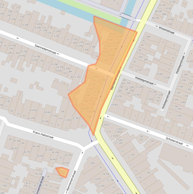 Kaart van postcodegebied 2021EB.