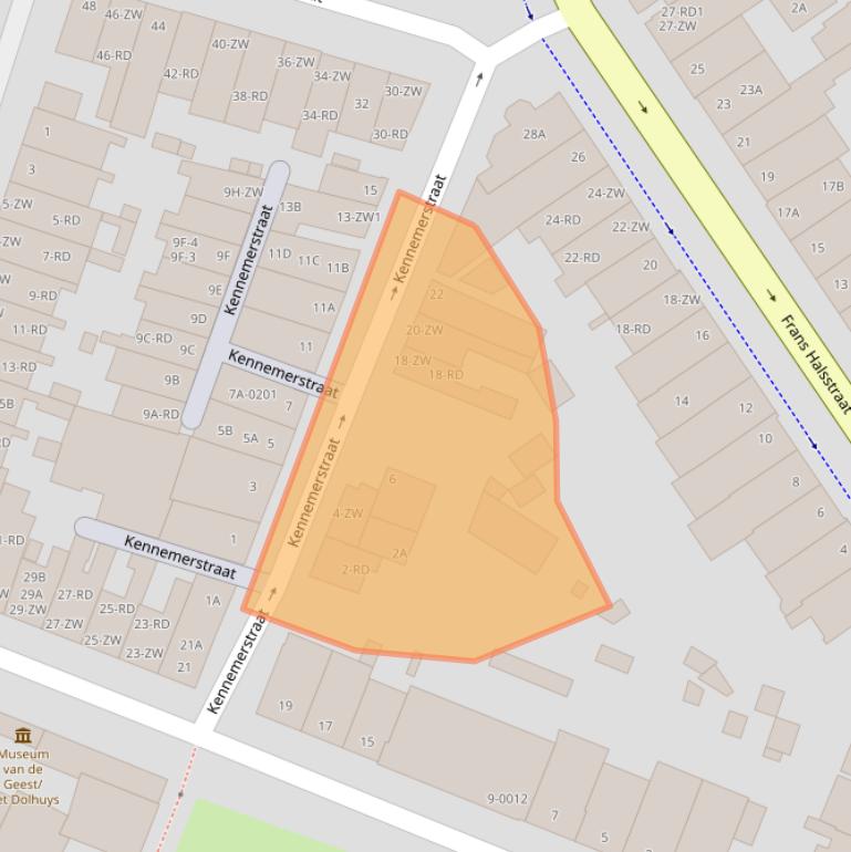 Kaart van postcodegebied 2021EC.