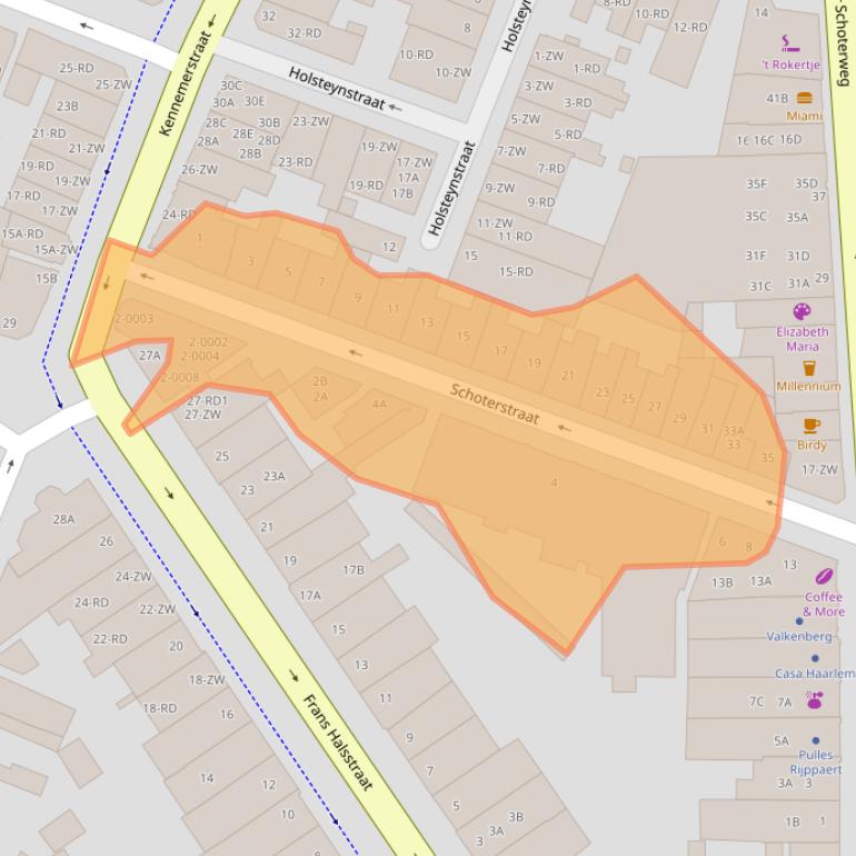 Kaart van postcodegebied 2021HH.