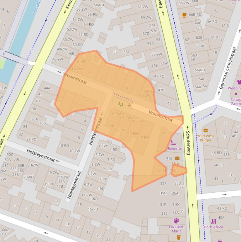 Kaart van postcodegebied 2021HL.