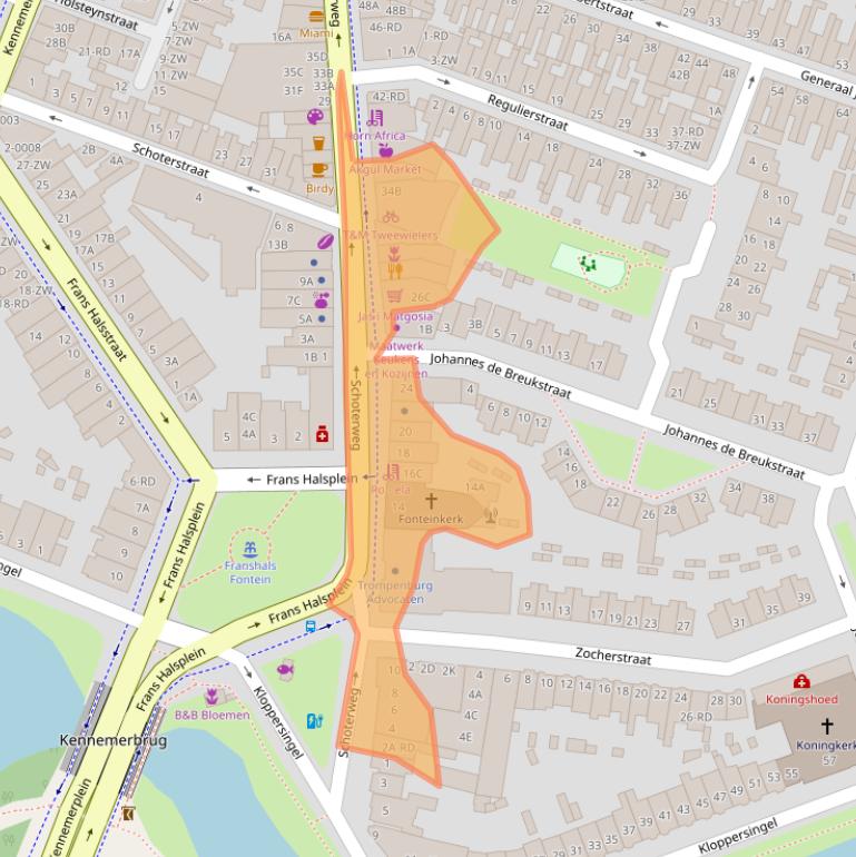 Kaart van postcodegebied 2021HM.