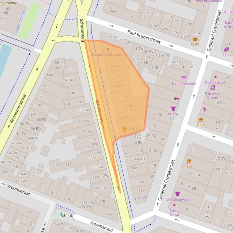 Kaart van postcodegebied 2021HP.