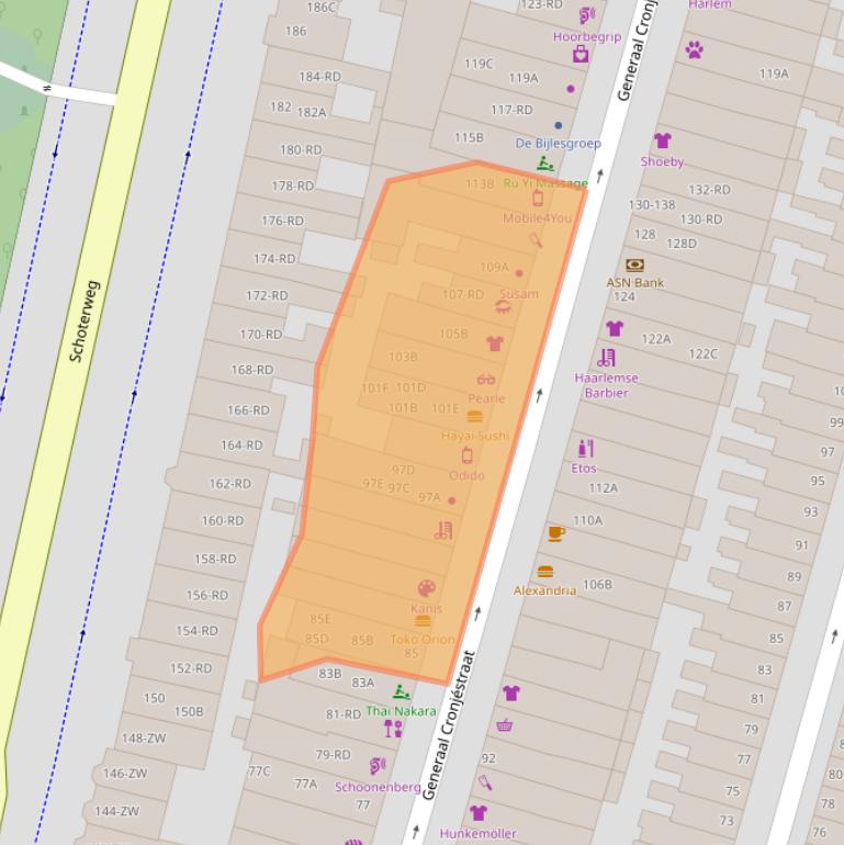 Kaart van postcodegebied 2021JD.