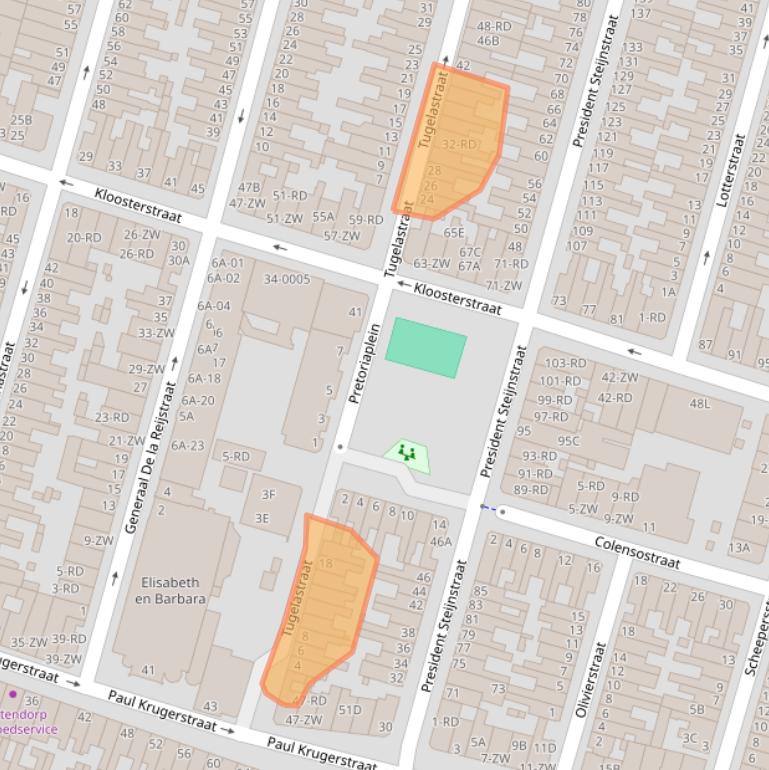 Kaart van postcodegebied 2021TC.
