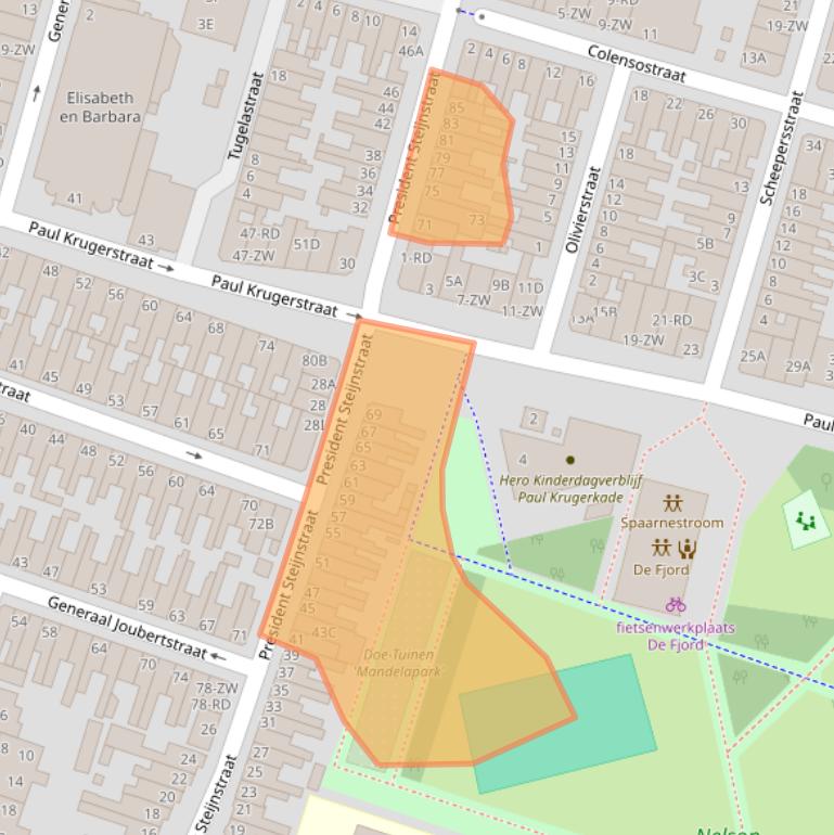 Kaart van postcodegebied 2021VB.