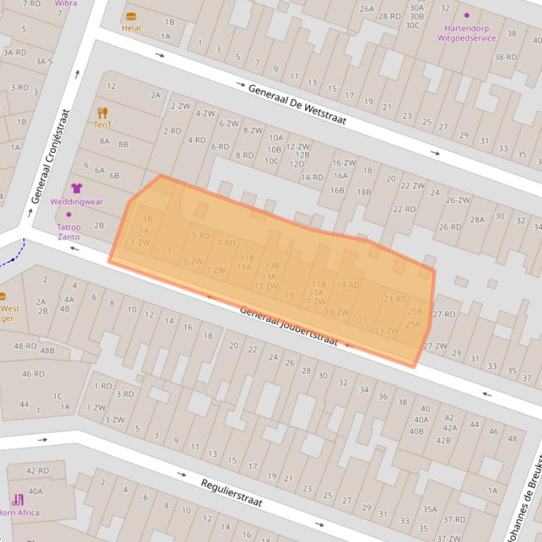 Kaart van postcodegebied 2021XA.
