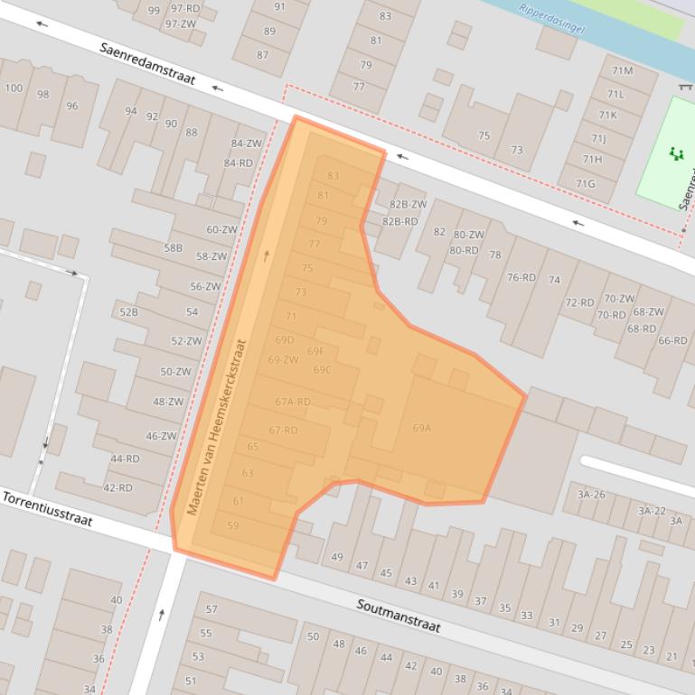 Kaart van postcodegebied 2021ZH.