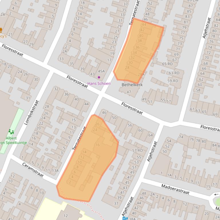 Kaart van postcodegebied 2022BV.