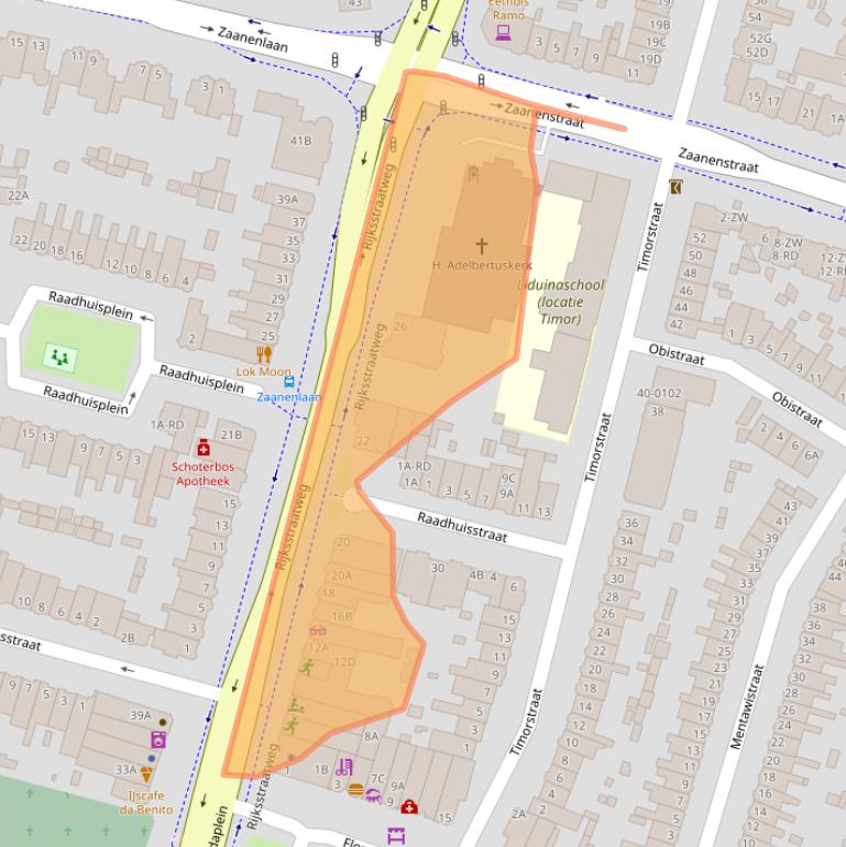 Kaart van postcodegebied 2022DA.
