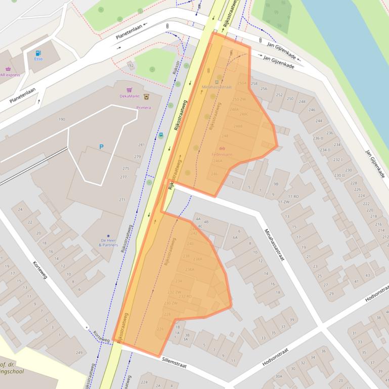 Kaart van postcodegebied 2022DJ.