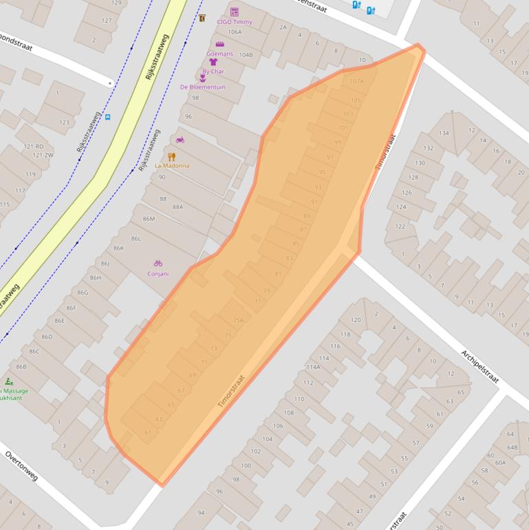 Kaart van postcodegebied 2022RC.