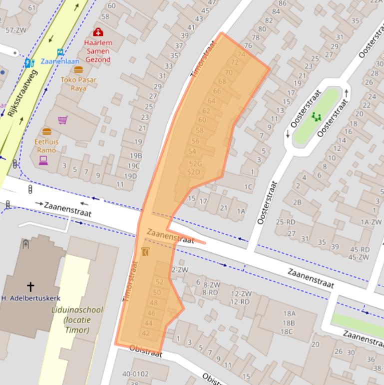 Kaart van postcodegebied 2022RH.