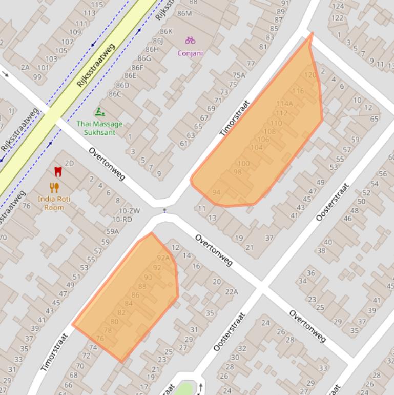 Kaart van postcodegebied 2022RJ.