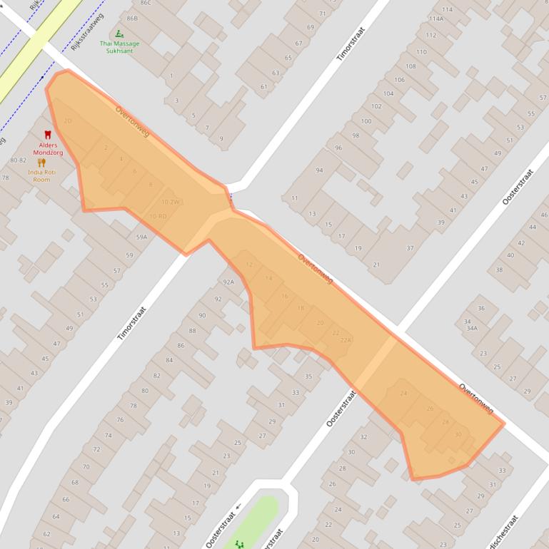 Kaart van postcodegebied 2022TB.