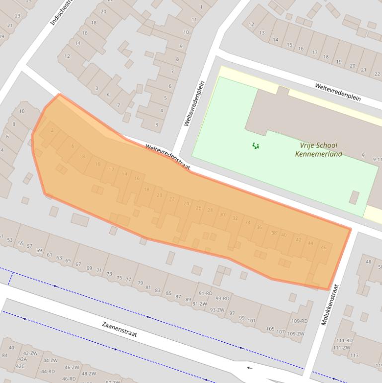 Kaart van postcodegebied 2022VB.
