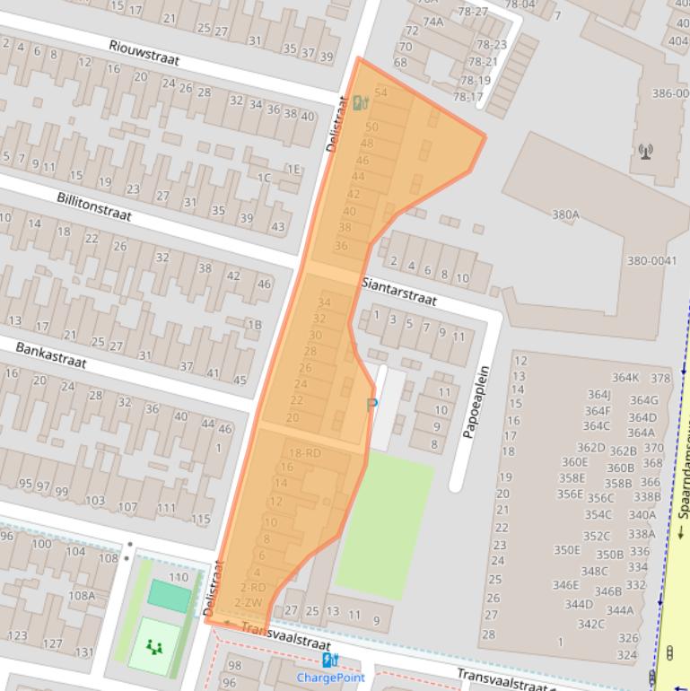 Kaart van postcodegebied 2022ZB.