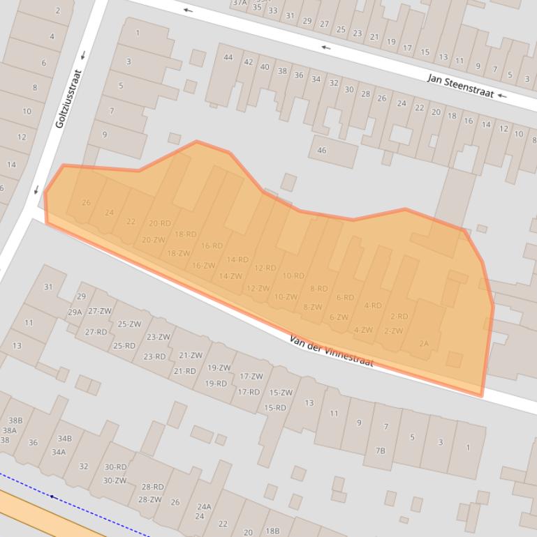 Kaart van postcodegebied 2023AH.