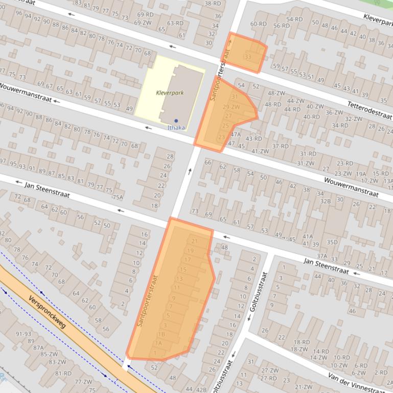 Kaart van postcodegebied 2023DA.