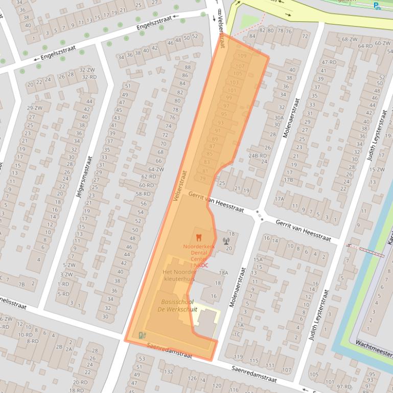 Kaart van postcodegebied 2023EB.